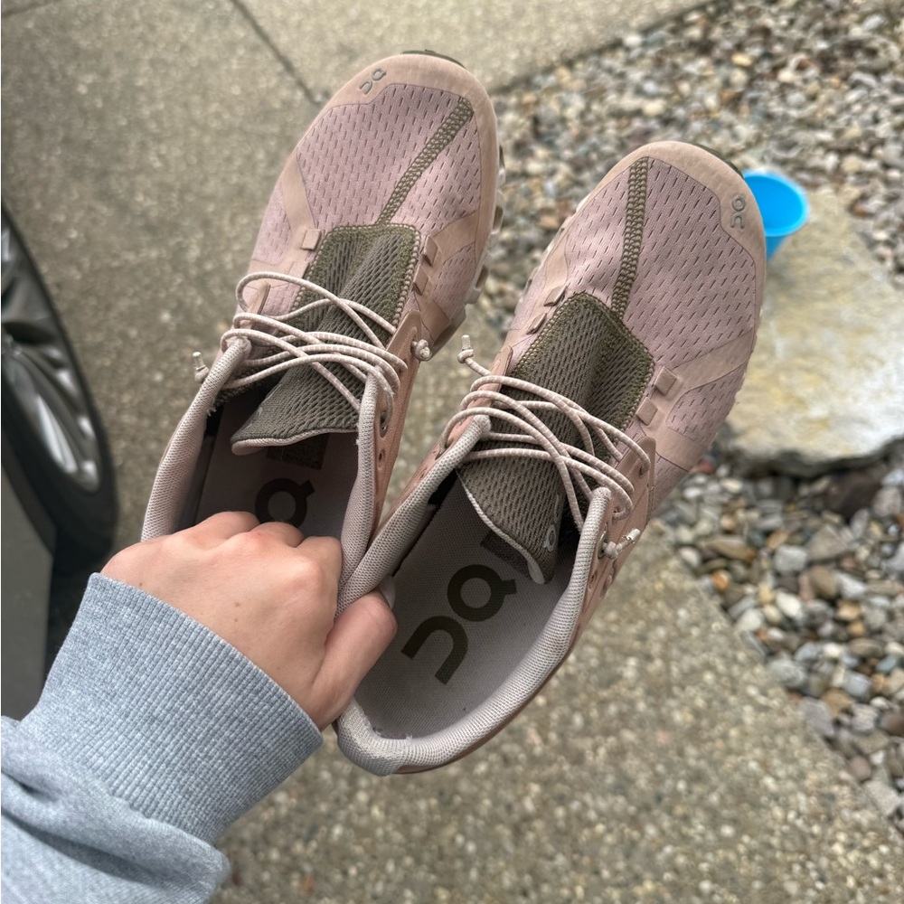 On Running Taupe and Olive Sneakers